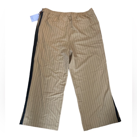 La Ligne for Target Pants Women 1X Plus Size Beige Stripe Wide Leg Elastic Waist - Picture 3 of 4